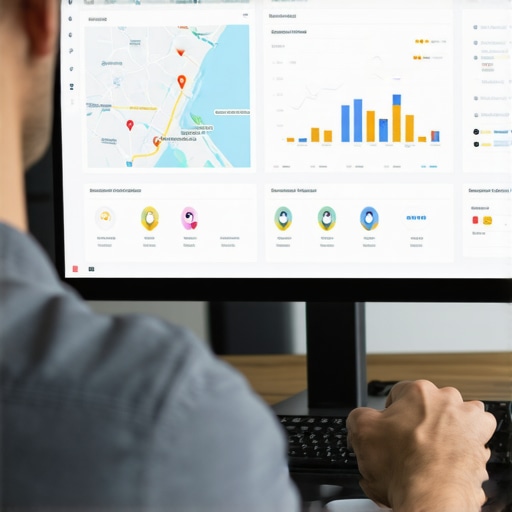 Digital marketer analyzing local SEO data on a computer.