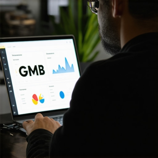 Business owner reviewing Google My Business data and insights