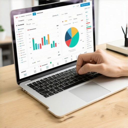 Person working on local SEO analytics with charts and graphs in a workspace