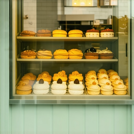 A busy bakery storefront with display of baked goods and inviting ambiance