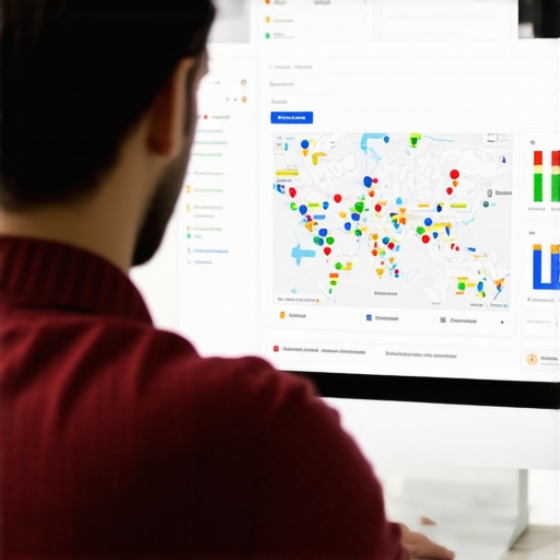 SEO professional analyzing local SEO data on computer with Google Maps and analytics
