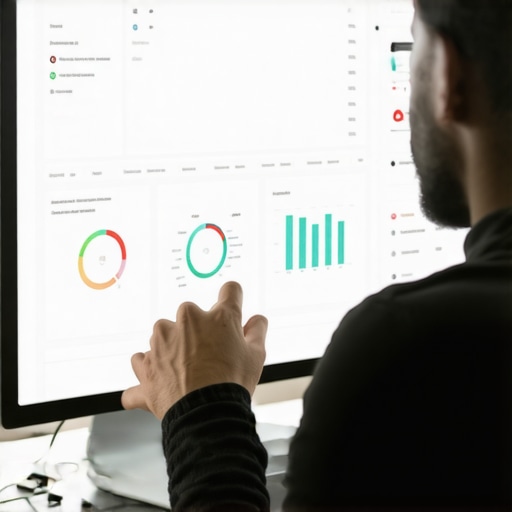 Digital marketer reviewing Google My Business analytics for SEO optimization.