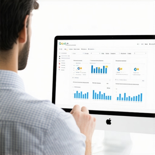 Professional analyzing local SEO data on a computer with GMB dashboard