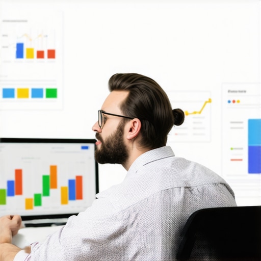 Expert Analyzing GMB Dashboard for Local SEO Digital marketing expert reviewing Google My Business analytics for local SEO optimization.