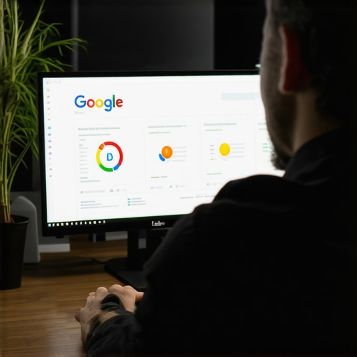 Local SEO Expert Analyzing GMB Dashboard Expert reviewing Google My Business profile data on computer screen