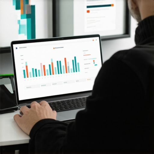 Person analyzing local SEO metrics and review responses on a laptop