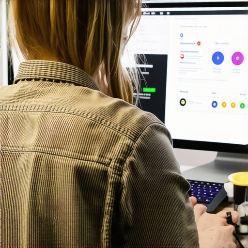 Business owner working on Google My Business profile on laptop with analytics and reviews.