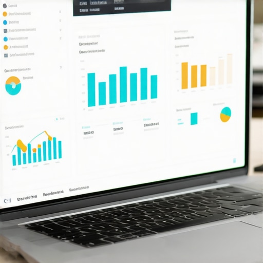 Person analyzing local SEO data on a laptop with colorful charts