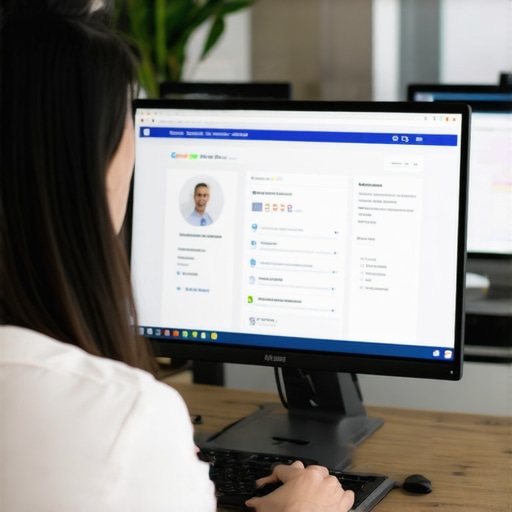 Business owner editing Google My Business profile on computer display.