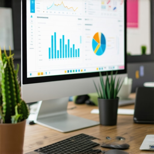 SEO Tools Workspace An office desk with multiple screens displaying SEO analytics and local ranking data