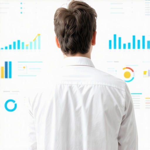 Businessman reviewing local SEO analytics on a digital dashboard.