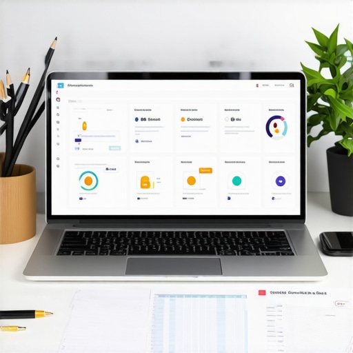 Laptop displaying local SEO software dashboards, citation reports, and analytics