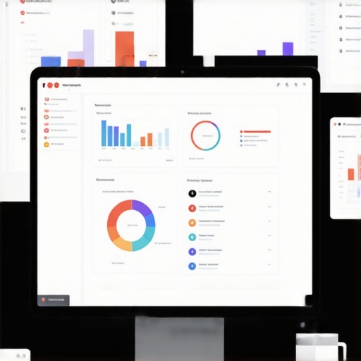 A person working at a desk with various SEO software interfaces on monitor screens, focusing on local business optimization tools.