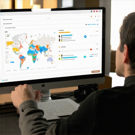 Analyzing Local SEO Data for Sustained GMB Success Person reviewing Google My Business analytics and local rankings on a laptop.