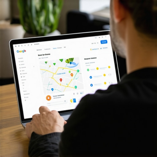 Analyzing Local Signals for Better Ranking Business owner optimizing Google My Business profile with location analytics on laptop
