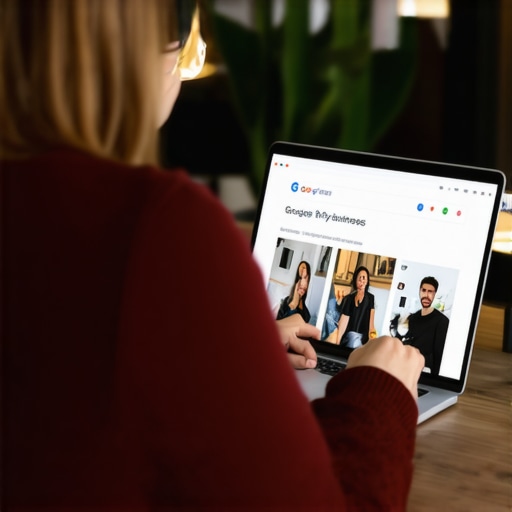 Optimizing GMB Profile for Local SEO Business owner optimizing Google My Business profile on a laptop for better local search rankings.