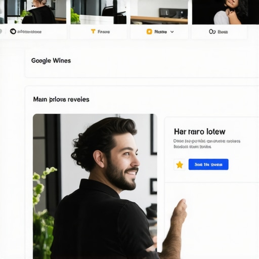 Business owner enhancing Google My Business profile with images and review responses.