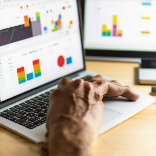 Advanced Local SEO Analysis A person reviewing detailed local SEO data on a laptop screen with charts.