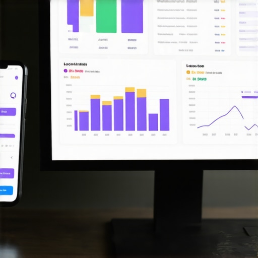 A person analyzing local SEO data on a computer screen with graphs and alerts.