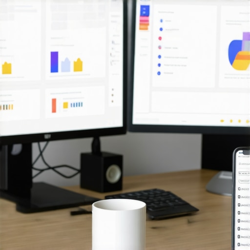 A professional workspace with dual monitors tracking local SEO metrics and citation audits, showcasing tools for maintaining Google My Business rankings.