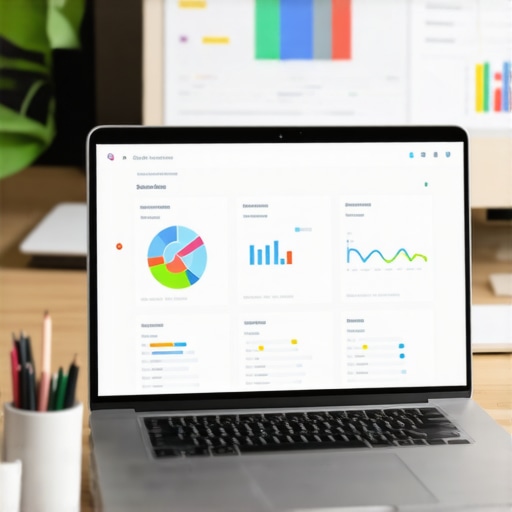 SEO Tools for Local Ranking Maintenance Laptop showing SEO analytics with local ranking data and digital tools on a desk